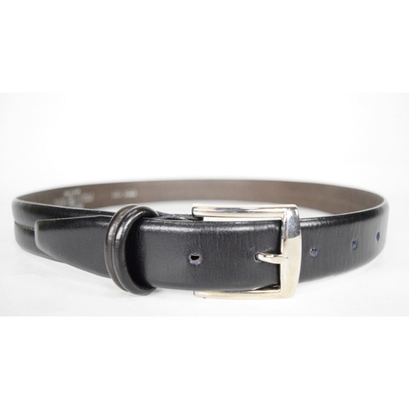 MARCO VIDALE Black Leather Stitch Belt Size 36